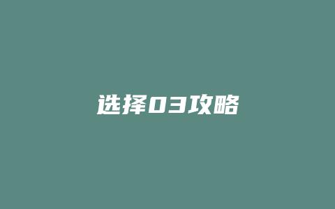 选择03攻略