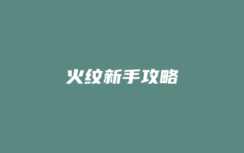 火纹新手攻略