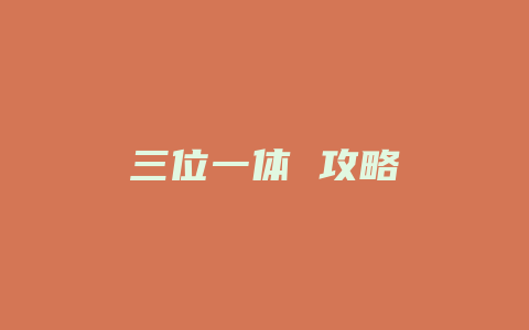 三位一体 攻略