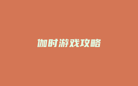 伽时游戏攻略