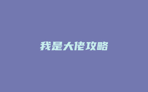 我是大佬攻略