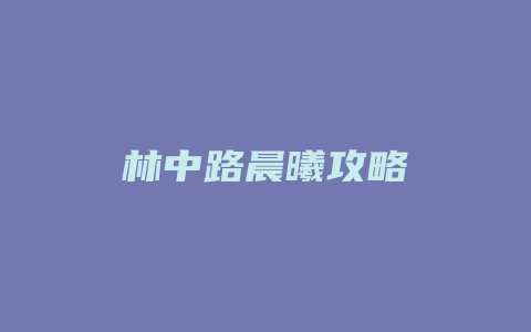 林中路晨曦攻略