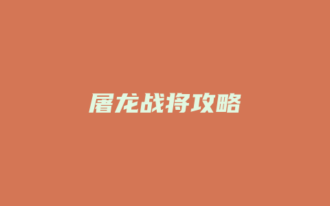 屠龙战将攻略