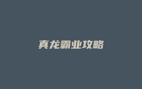 真龙霸业攻略