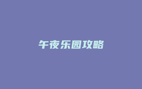 午夜乐园攻略