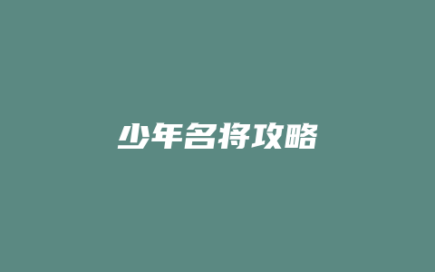 少年名将攻略