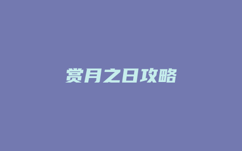 赏月之日攻略