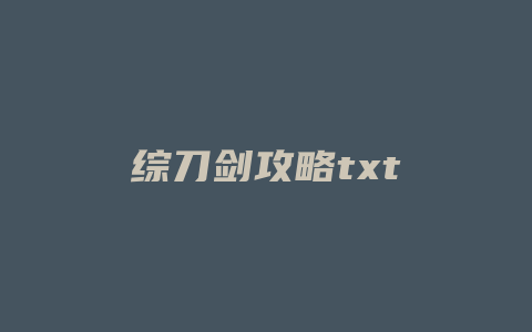 综刀剑攻略txt